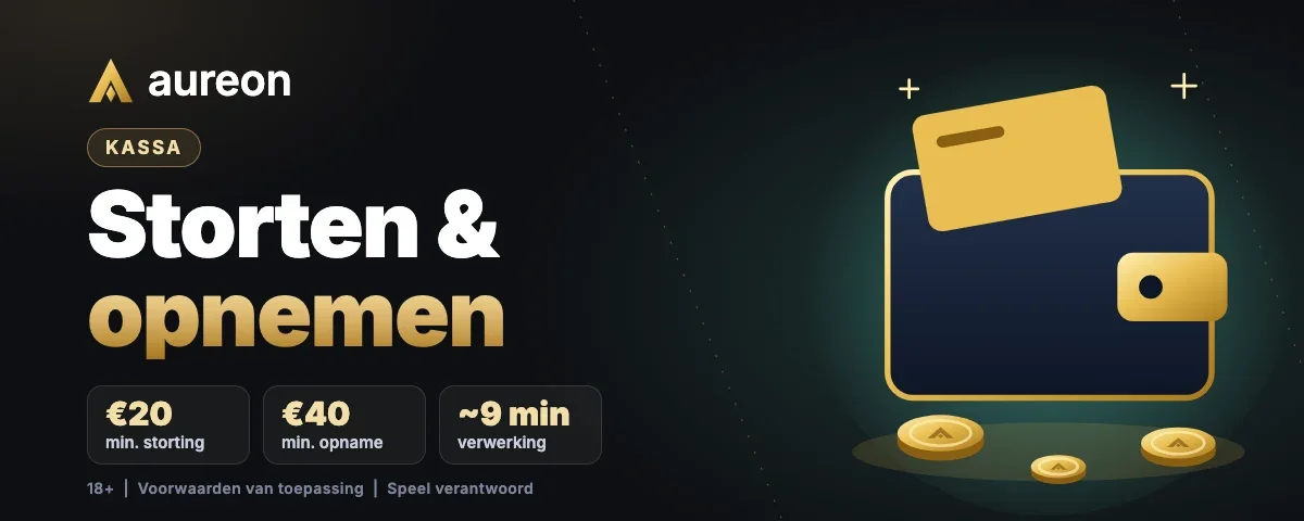 Aureonplay Casino storten en opnemen: vanaf €20, opname vanaf €40